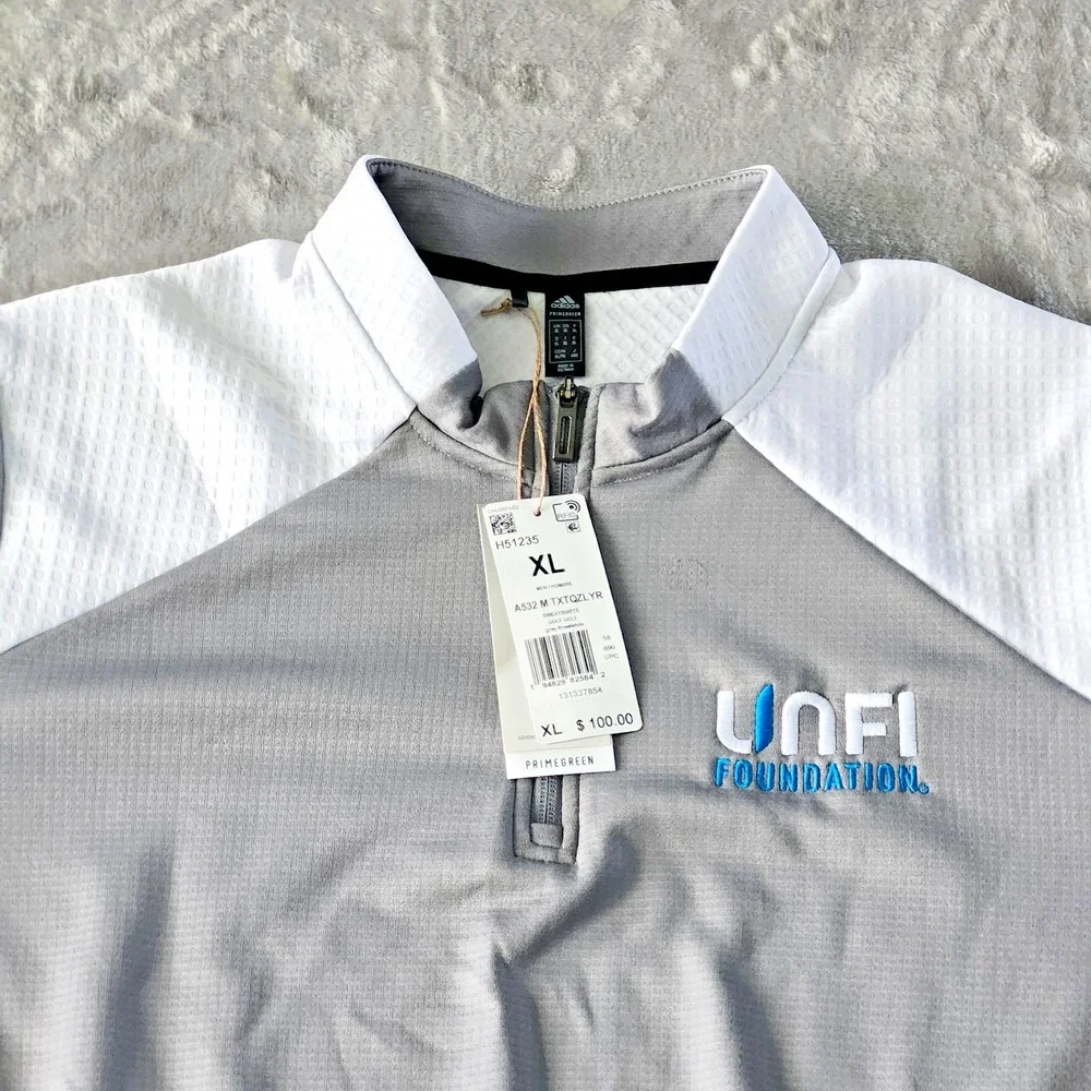 NWT! A532 | Adidas Men's Textured Mixed Media 1/4‎ Zip Pullover UNFI Foundation